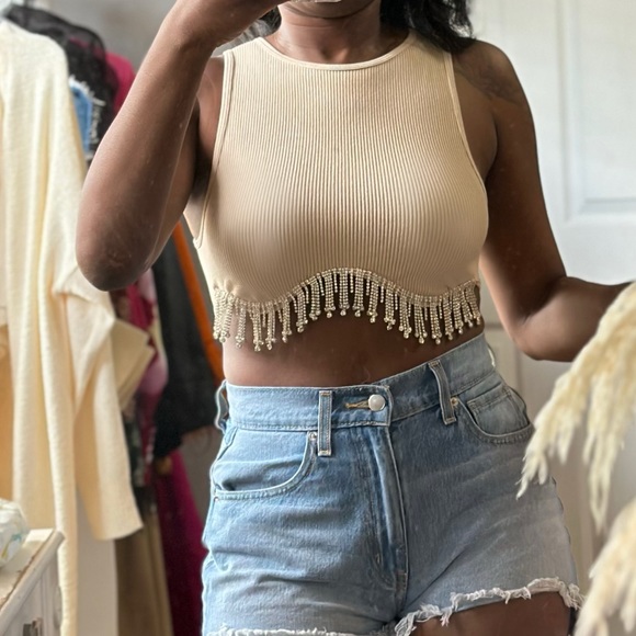 Zara Ribbed Rhinestones Croptop - Picture 7 of 9